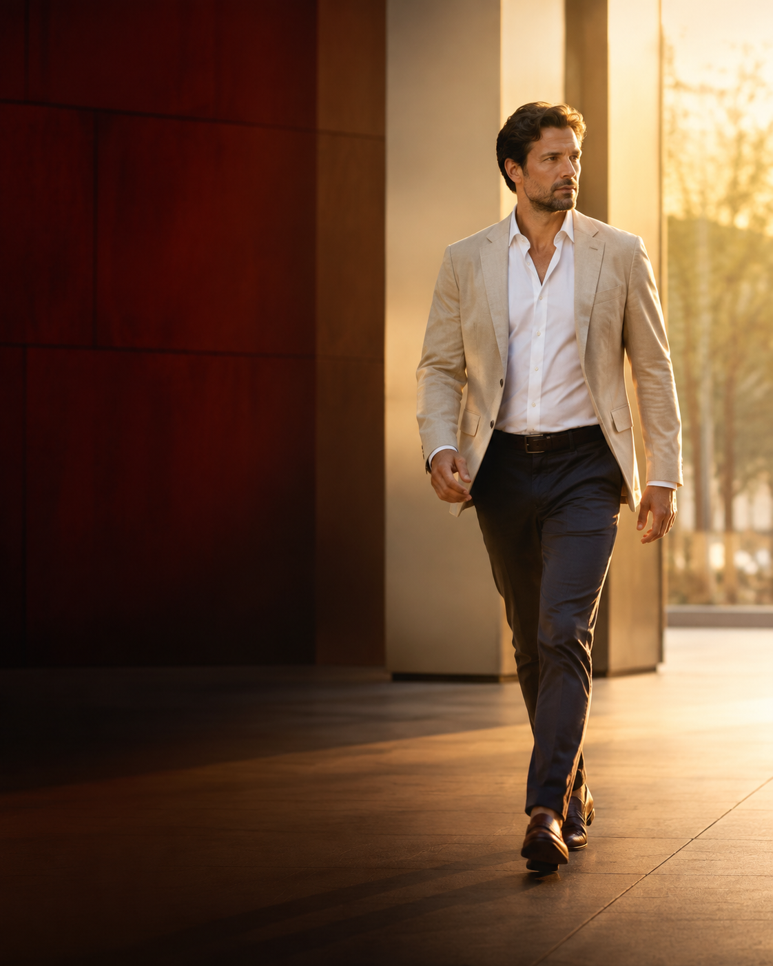 A person stepping forward into the light, momentum building.